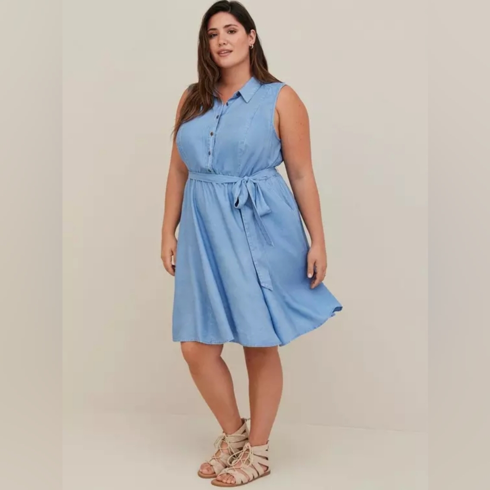 Torrid NWT 5x Collared Shirt Dress - Chambray Blue